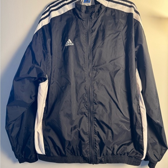 Adidas Black and White Windbreaker Lightweight Jacket size 2XL - Picture 1 of 5